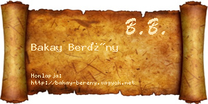Bakay Berény névjegykártya